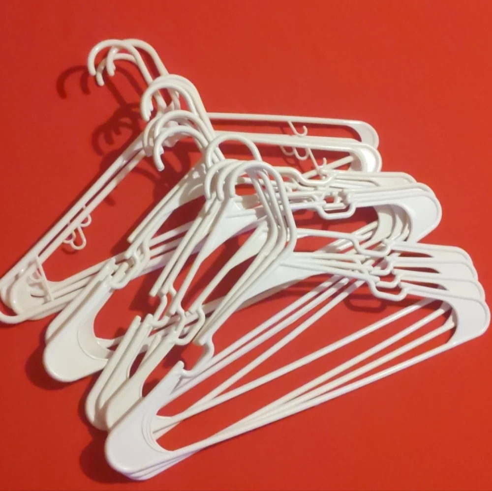 Lot Bundle 14 Clothes Shirt White Plastic Hangers